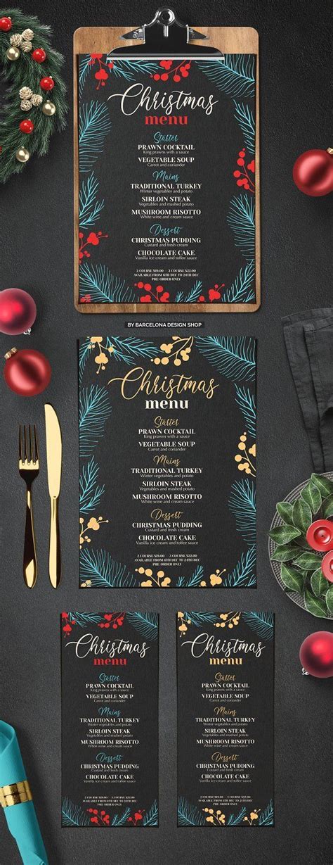 The flyer is an attractive one with a beautiful illustration of santa arriving on his sled with reindeer and a couple of christmas dinner & cocktail party invite. Christmas Party Menu Restaurant Template. Holiday festive menu template for your restaurant ...