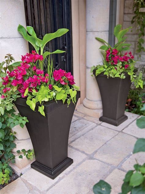 Urn Planters Bordeaux Tall Resin Planter Black Urn Planters Front