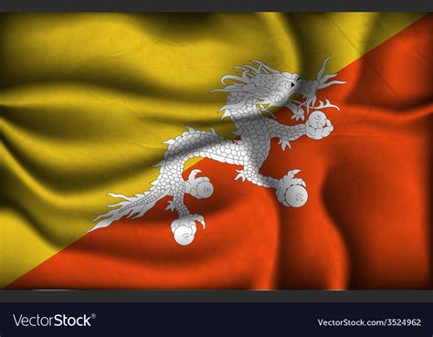 Crumpled Flag Bhutan On A Light Background Vector Image