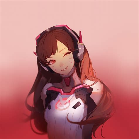 I Love Papers At81 Dva Overwatch Cute Anime Game Art Illustration Red