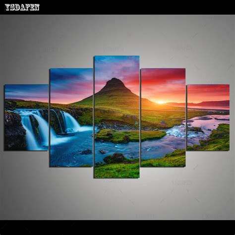 Wall Art Canvas Prints Pictures 5 Pieces Beautiful Iceland Waterfall