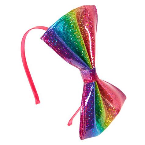 Rainbow Bow Glitter Headband Claires Us