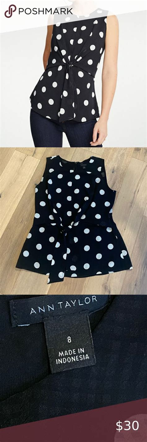 Ann Taylor Sz Polka Dot Tie Waist Blouse Euc Polka Dot Tie Plus