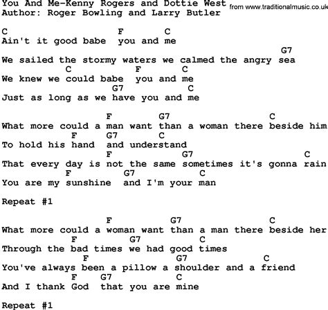 Country Musicyou And Me Kenny Rogers And Dottie West Lyrics And Chords