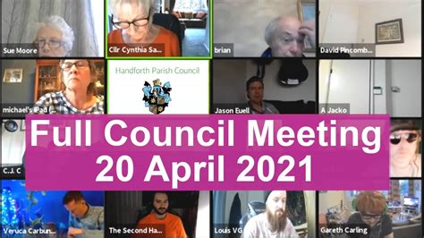 Handforth Parish Council Main Meeting 20th April 2021 Youtube
