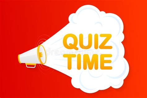 Megaphone Red Banner With Quiz Time Sign Vector Illustration Stock