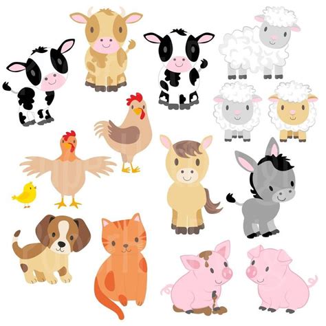 Farm Animals Clipart Farm Animals Clip Art And Digital Paper Etsy