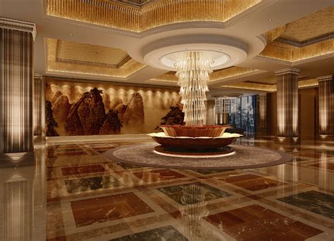 Luxury Hotel Lobby Interior 3d Model Max