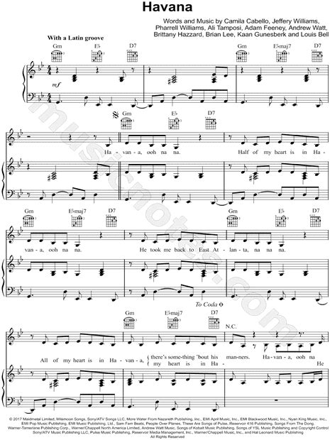 Learn how to play havana song by camila cabello on piano. Camila Cabello feat. Young Thug "Havana" Sheet Music in G ...