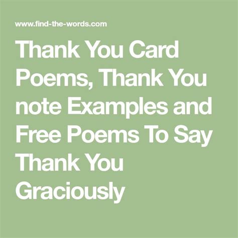 Thank You Card Poems Thank You Note Examples And Free Poems To Say Thank You Graciously Thank