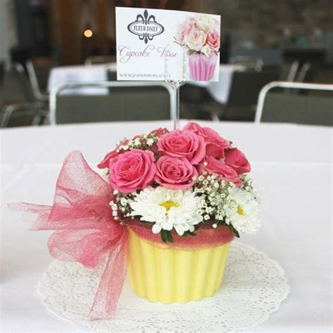 Cupcake Vase Centerpiece Flowers Birthday Christening
