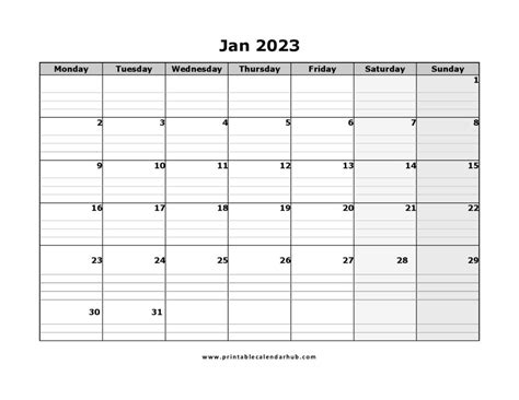 Printable Calendar January 2023 Templates Pdf Printable Calendar Hub