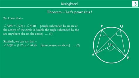 The circumference itself can be considered a full circle arc length. Angles in the same segment of a circle are equal (Theorem ...