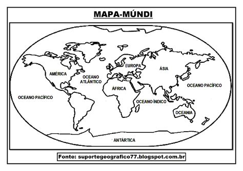 Suporte GeogrÁfico Mapa MÚndi Para Colorir