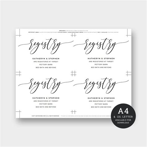 Printable Wedding Registry Card Template Modern Rustic Etsy