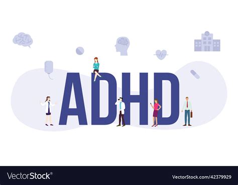 Adhd Disease Health Concept With Big Word Or Text Vector Image