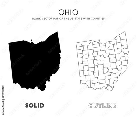 Ohio Map Blank Vector Map Of The Us State With Counties Borders Of