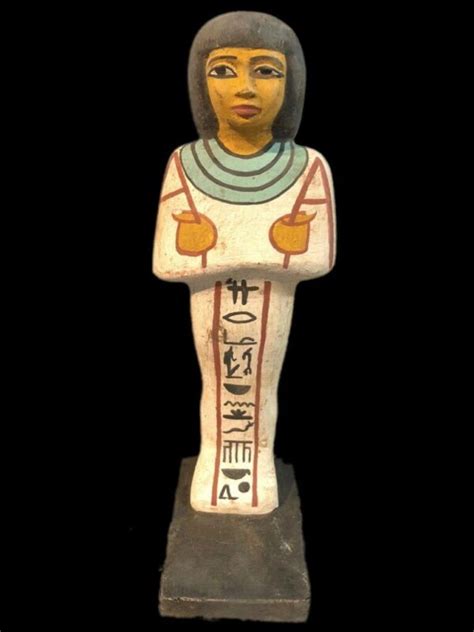 Beautiful Ancient Egyptian Wooden Statue With Hieroglyphics 300 Bc 2