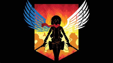 Desktop Wallpaper Dark Wings Mikasa Ackerman Attack On Titan Art Anime Girl Hd Image