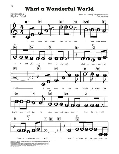 What A Wonderful World Piano Sheet Music Free Printable Printable