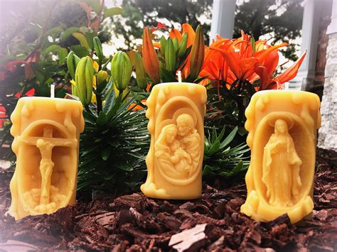 Set Of 3 Beautiful Blessed Catholic Candles 100 Pure Yellow In 2020