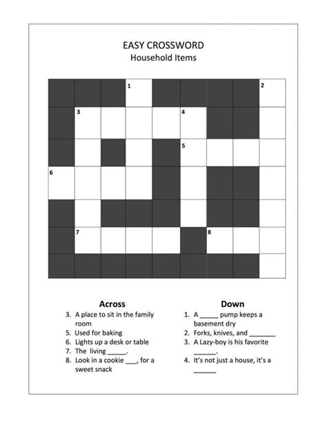 Easy Crossword Puzzles For Seniors Activity Shelter Printable Puzzles