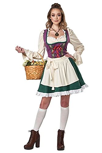 Gonriya Womens Beer Maid Costume German Bavarian Dirndl Dress For Halloween Oktoberfest Carnival