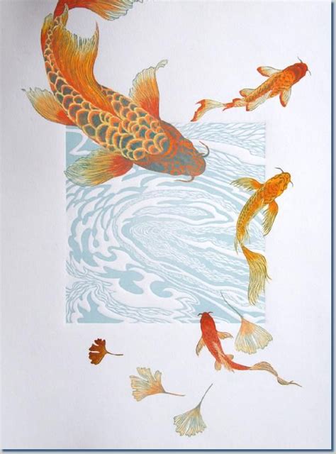 April Wilson Koi Monoprint Koi Art Fish Art Japanese Art