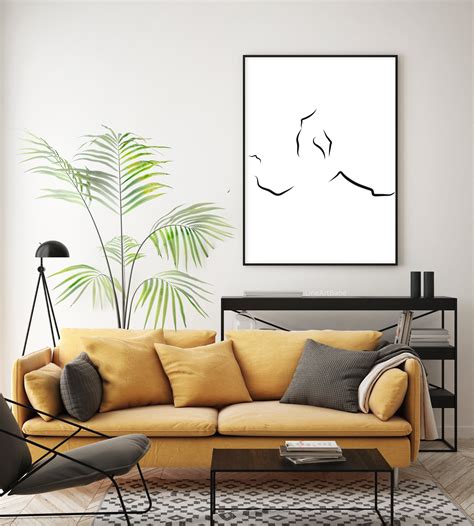 Minimalist Sex Position Line Art Abstract Erotic Poster Bed Room Nudity Naked Lovers Drawing