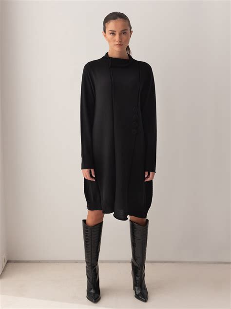 Pier Antonio Gaspari Black Wool Dress Sotris Stores