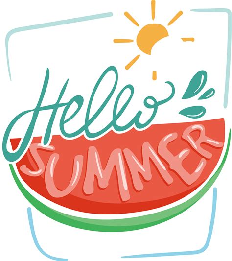 Colorful Hello Summer Calligraphy Liquid Texture Text Download Png Image