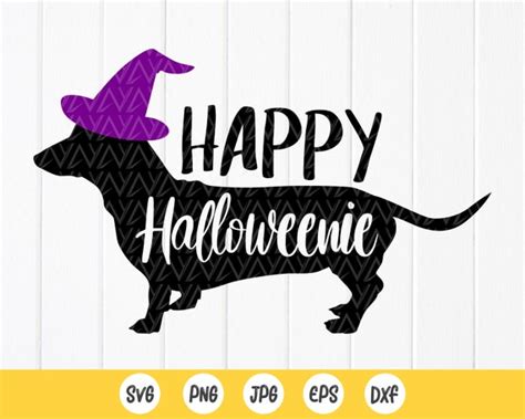 Happy Halloweenie Svg Funny Dachshund Witch Svg Halloween Etsy