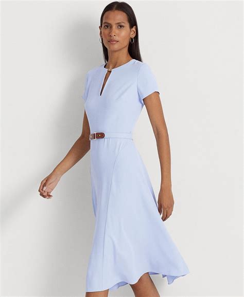 Lauren Ralph Lauren Belted Georgette Dress And Reviews Dresses Women Macys