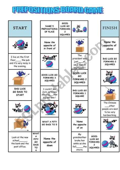 Prepositions Of Place Board Game ESL Worksheet By Maruka