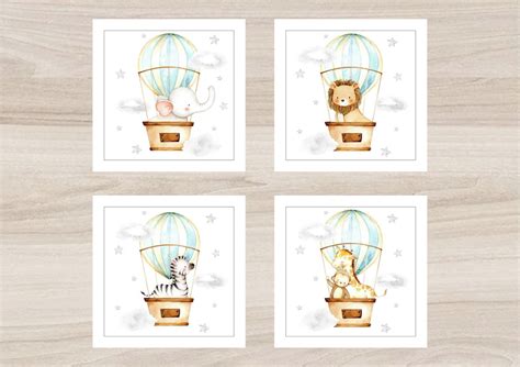 Quadro Decorativo Infantil Aquarela Baby Bichinhos No Balão