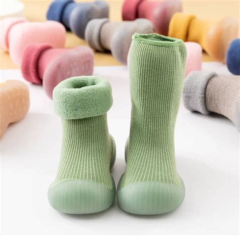 Warm Knitted Sock Baby Toddler Booties Rubber Grip Non Slip Etsy