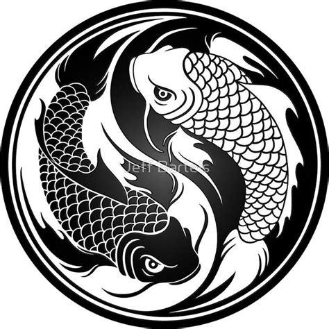 Black And White Yin Yang Koi Fish Sticker By Jeff Bartels Yin Yang