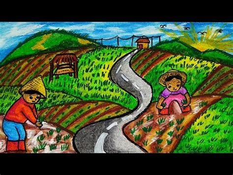 Tapi bikin pusing juga sih kalo disuruh milih. Gambar Pemandangan Gunung Dan Sawah Yang Sudah Diwarnai ...