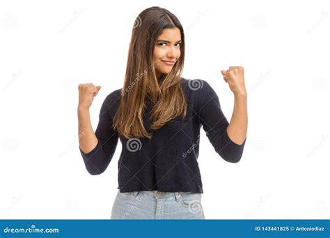 Strong And Determined Woman In Casuals Stock Image Image Of Confident Hair 143441825