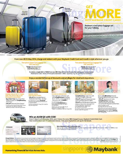 With all maybank credit cards, enjoy multiple cashback & rewards programs, additional benefits and top balance transfer plans. Maybank 29 Apr 2014 » Maybank Credit Cards FREE Luggage ...