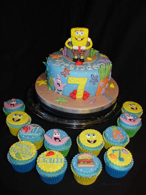 Spongebob Squarepants Cake With Matching Cupcakes