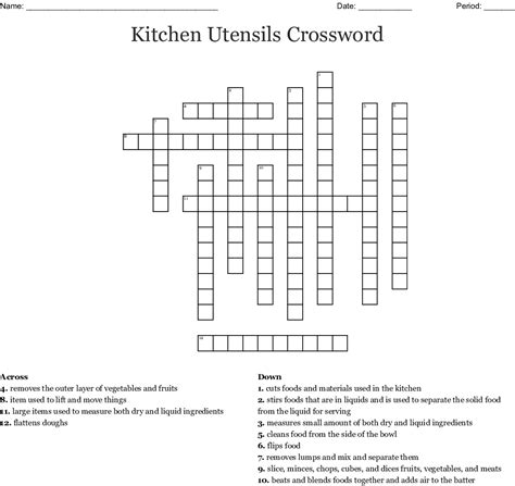 Common Kitchen Utensils Crossword Puzzle Wow Blog