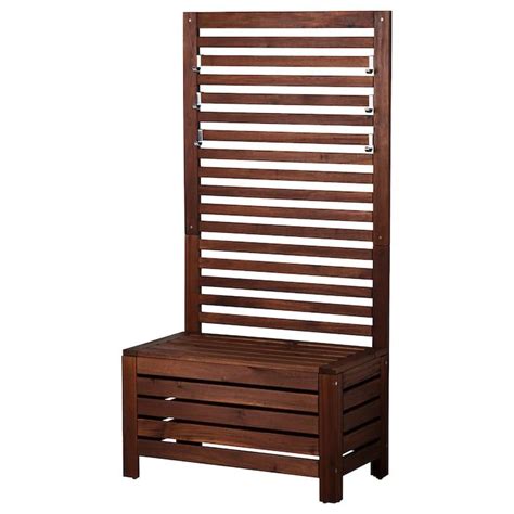 ÄpplarÖ Bench With Wall Panel Outdoor Brown Stained Brown 31 12x17