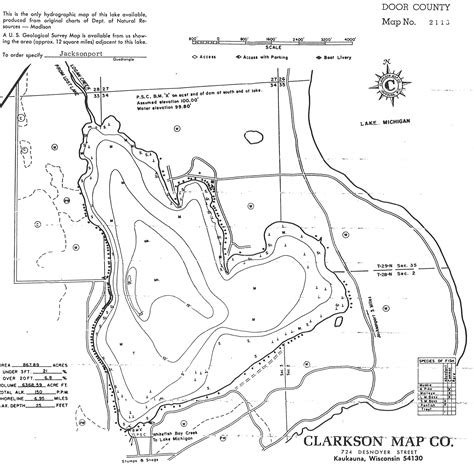 Clark Lake Water Depth Map