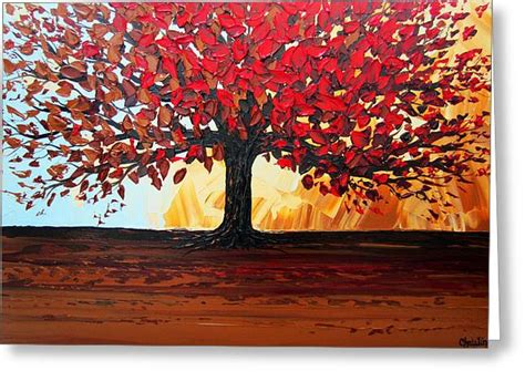 Red Autumn Tree Of Life Painting By Christine Krainock