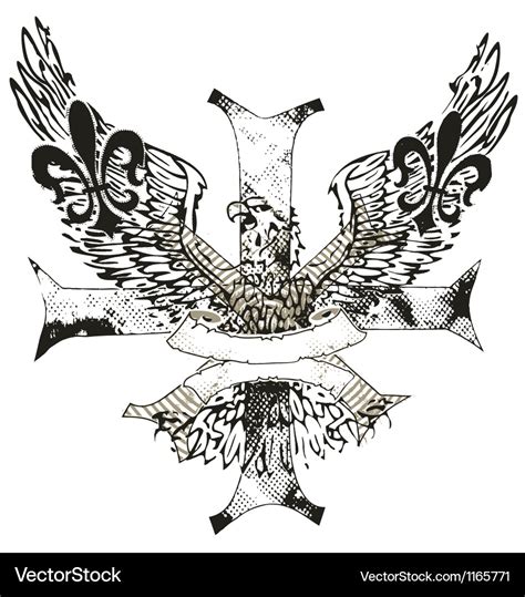 Eagles Cross And Shield Emblem Royalty Free Vector Image