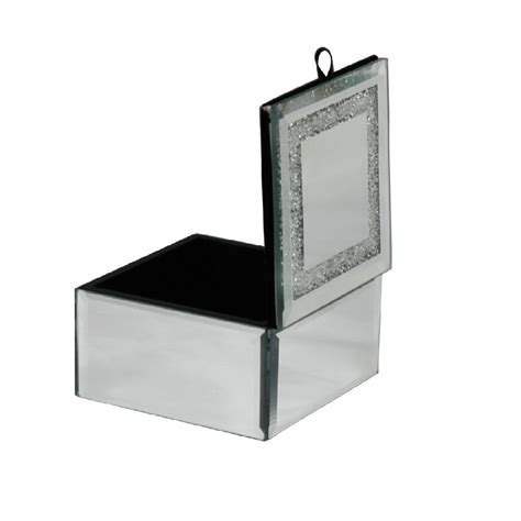 Mirrored Trinket Box Filled With Swarovski Crystals Glass Trinket Box Trinket Boxes Clear