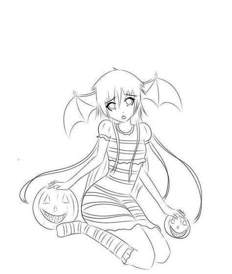 Scary Helloween Anime Girl Coloring Page 600×708 Vampires