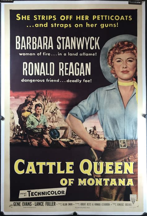 Cattle Queen Of Montana Original Vintage Ronald Reagan Movie Poster