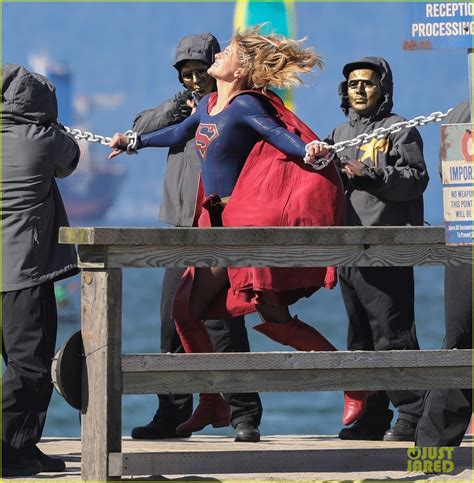 Melissa Benoist Films Intense Supergirl Scenes With Masked Men Photo Photos Just